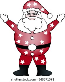 
Santa Claus in a red suit , with the image of stars