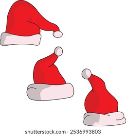 Santa claus red and white christmas hat vector