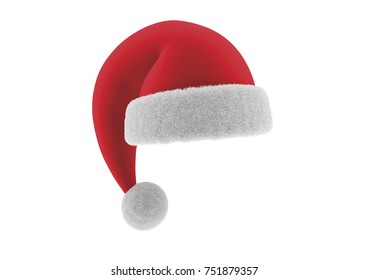 Santa claus red and white hat. Christmas costume. Vector illustration