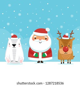 Santa Claus with Reindeer and Bear