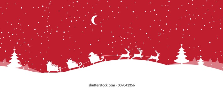 Santa Claus with reindeer, christmas banner