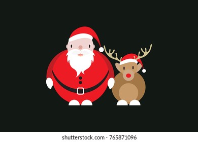 Santa Claus and reindeer Christmas celebration vector illustration
