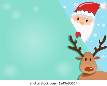 Santa Claus with reindeer and copy space