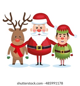santa claus reindeer and elf christmas