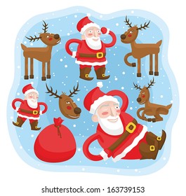 Santa Claus with reindeer fun set