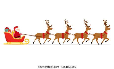 Santa Sleigh Reindeer Christmas Day Stock Vector (Royalty Free) 1567221430