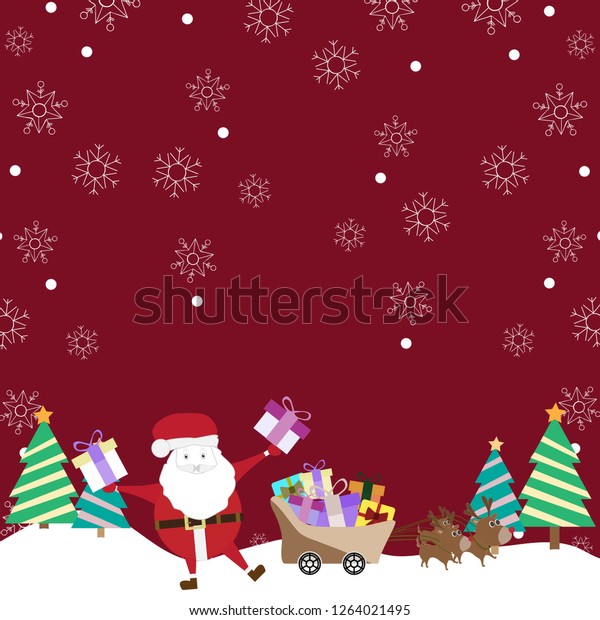 Santa Claus Reindeer Gifts Christmas New Stock Vector