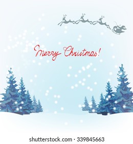 Santa Claus reindeer, greeting card template vector