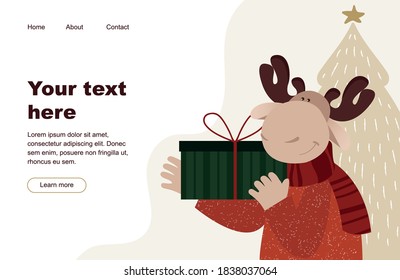 
santa claus reindeer holding a gift