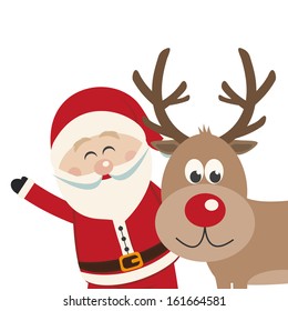 santa claus and reindeer isolated background