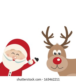 santa claus and reindeer isolated background