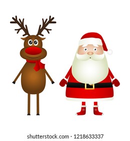 Santa Claus and reindeer on a white background