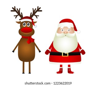 Santa Claus and reindeer on a white background