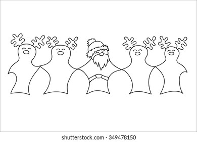Santa Claus and reindeer outline