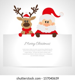 Santa Claus and reindeer with a place for text greeting card