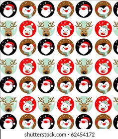 Santa Claus, Reindeer, polar bear and penguin wallpaper