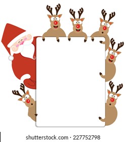 Santa claus and Reindeer present Christmas card vector