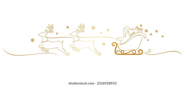 Santa Claus and reindeer sleigh. Christmas vector elements