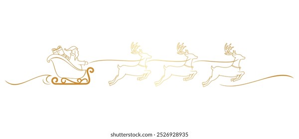 Santa Claus and reindeer sleigh. Christmas vector elements