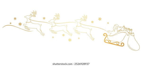 Santa Claus and reindeer sleigh. Christmas vector elements