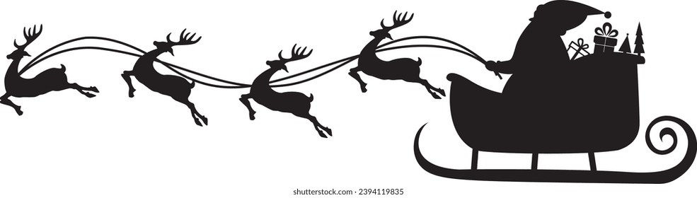 Santa Claus and reindeer sleigh flying