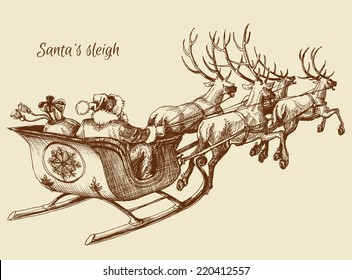 Santa Claus reindeer sleigh sketch