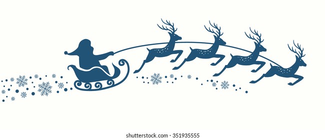 Santa Claus with Reindeer Sleigh. Vector illustration