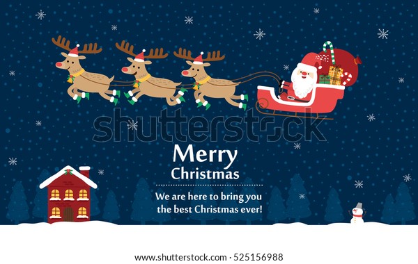 トナカイのそりを持つサンタクロース クリスマスカード用のベクターイラスト のベクター画像素材 ロイヤリティフリー