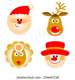 Santa Claus, reindeer, snowman and snowman 