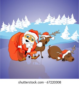 Santa Claus reindeer vector composition