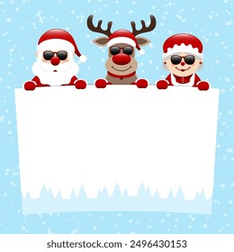 Santa Claus Reindeer And Santa´s Wife Sunglasses Wish List Snow Blue Dark Red