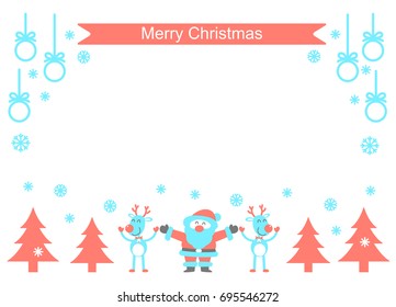 santa claus and reindeer,christmas card frame, vector
