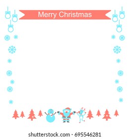 santa claus and reindeer,christmas card frame, vector
