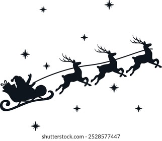 Santa claus and reindeers. Christmas vector illustration