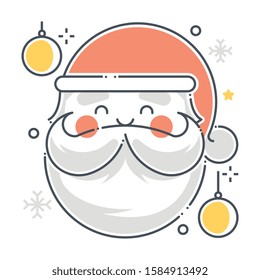 Santa Claus related color line vector icon, illustration. The icon is about new year, festive, seasonal, beard, Christmas. The composition is infinitely scalable.