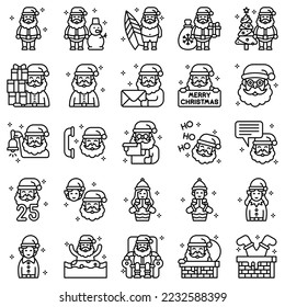 Santa Claus related icon set, vector illustration