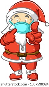 The Santa Claus remembering to using the mask for celebrate the Christmas