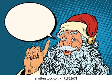 Santa Claus resembles pop art retro vector illustration. Christmas and New year