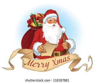 Santa Claus with retro scroll