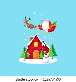 Santa Claus ride a carriage to give gifts