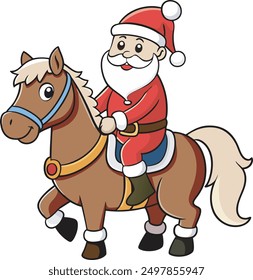 Caballo del paseo de Santa Claus, fondo blanco 