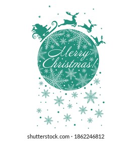 Santa Claus rides reindeer. Merry Christmas. Festive postcard. Vector illustration