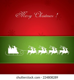Santa Claus rides in a reindeer sleigh, vector