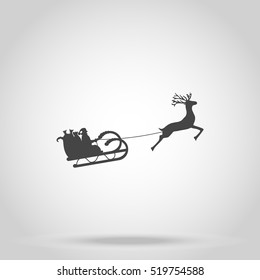 Santa Claus rides in a sleigh in harness on the reindeer vector