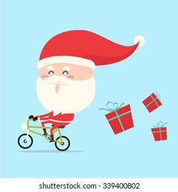 Santa Claus Riding Bicycle In Christmas