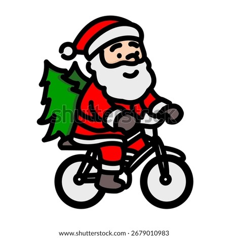 Santa Claus Riding Bicycle with Tree