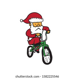 Santa Claus riding a bicycle vector illustration
