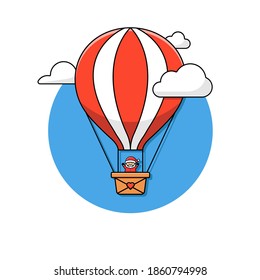 santa claus riding in hot air ballon illustration