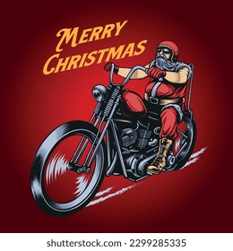 santa claus riding a motorcycle chopper