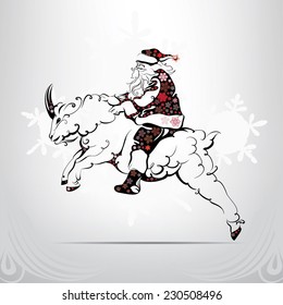 Santa Claus riding on a goat